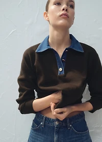Combined shirt-collar sweater