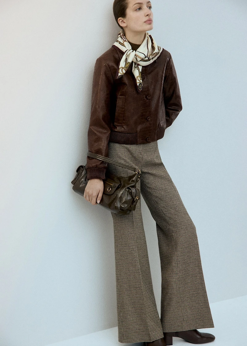 Houndstooth wool-blend trousers