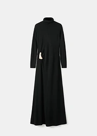 Turtleneck knitted dress with brooch