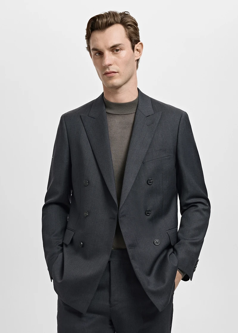 Turin 100% wool double-breasted suit jacket