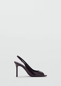 Patent leather peep-toe stiletto shoes
