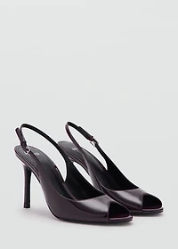 Patent leather peep-toe stiletto shoes