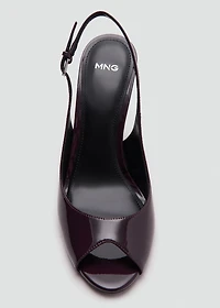 Patent leather peep-toe stiletto shoes