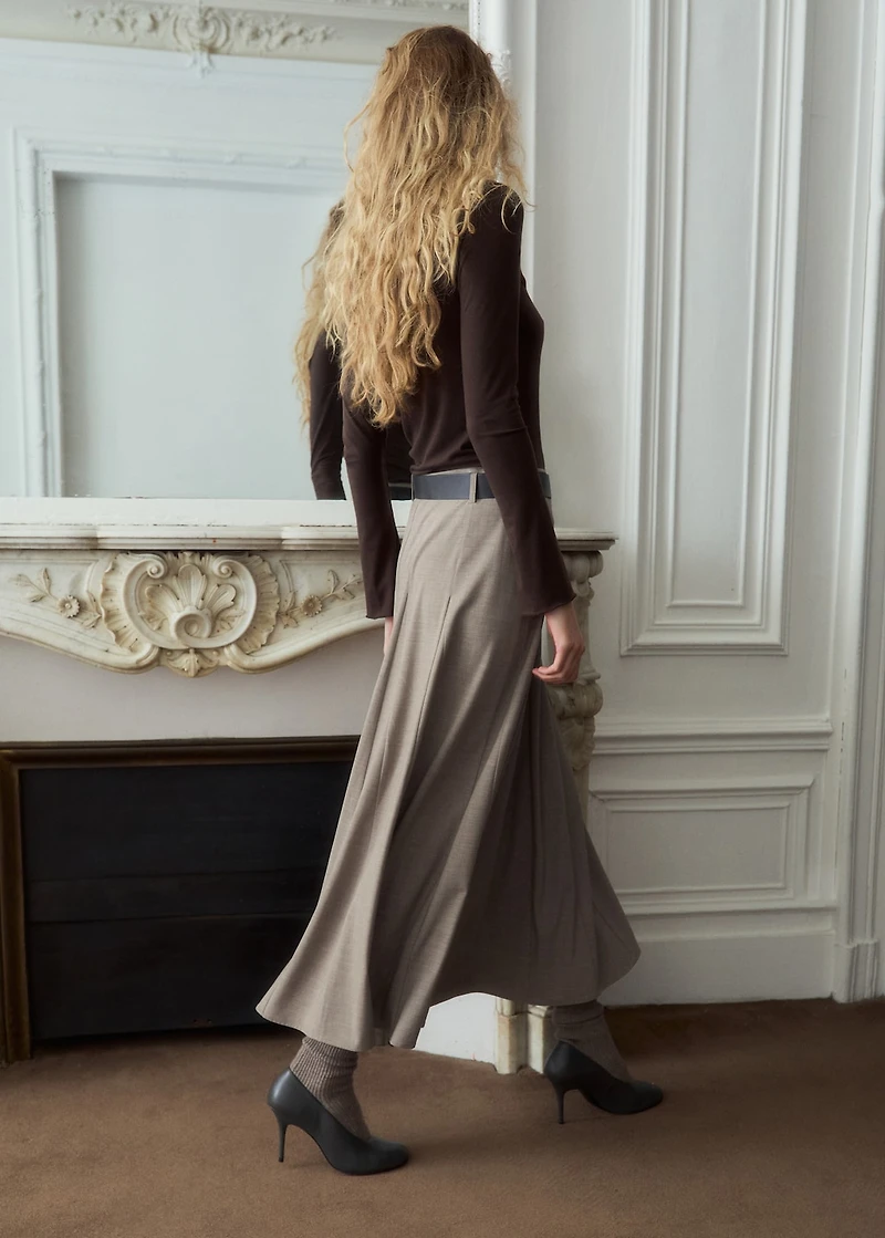 A-line skirt with godets and belt