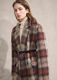 Wool-blend check coat