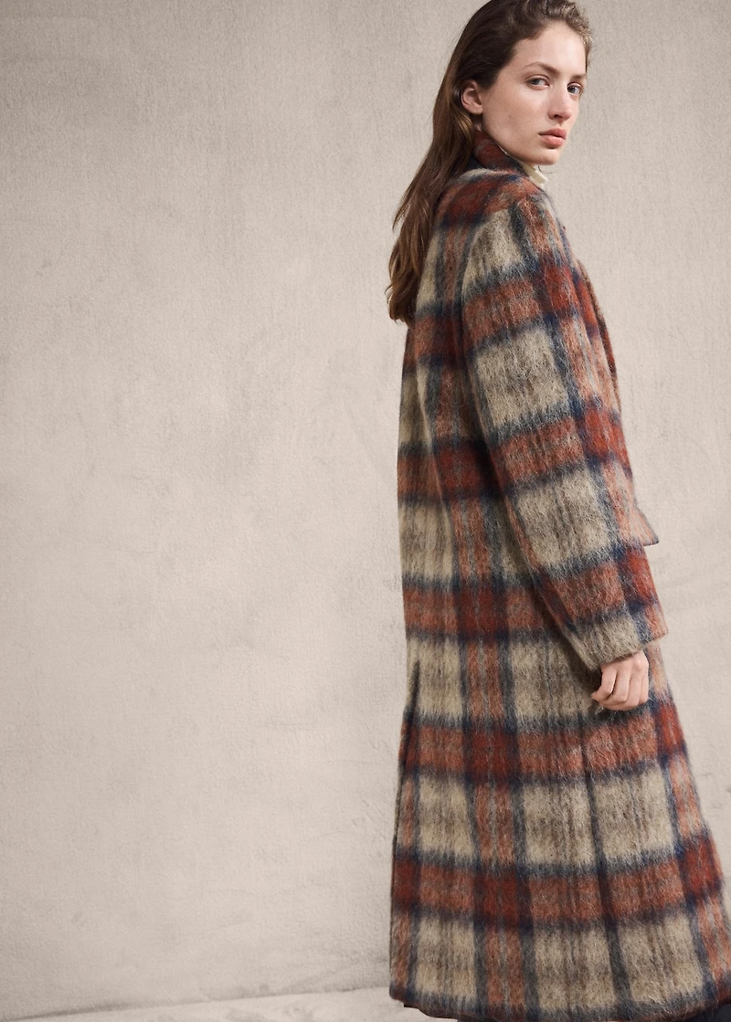 Wool-blend check coat