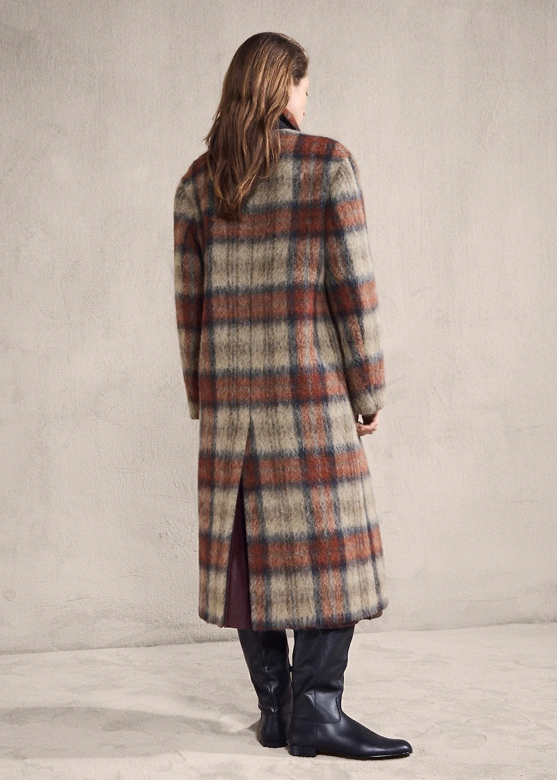 Wool-blend check coat