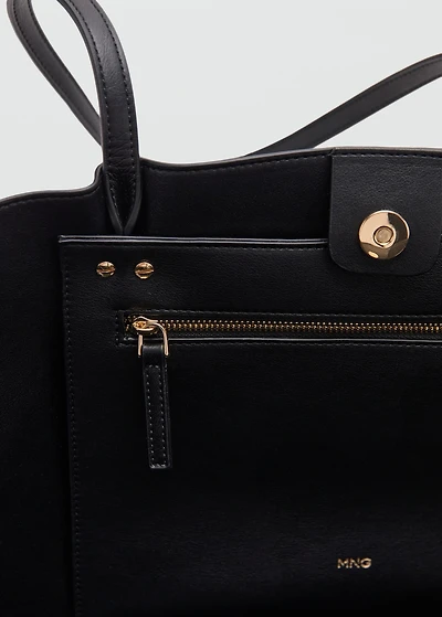 Shopper bag with metallic details