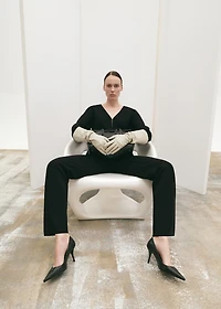 Side slit knit pants