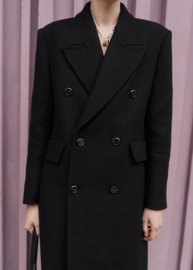 Double-breasted wool coat