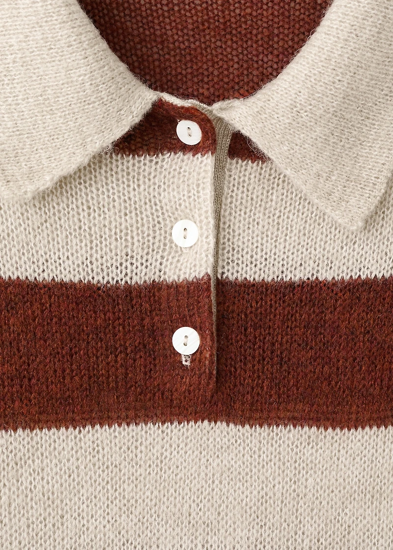 Striped polo-neck sweater