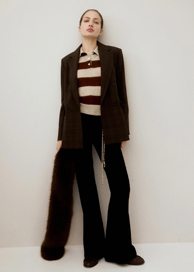 Striped polo-neck sweater