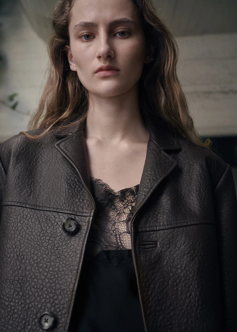 Leather blazer with buttons