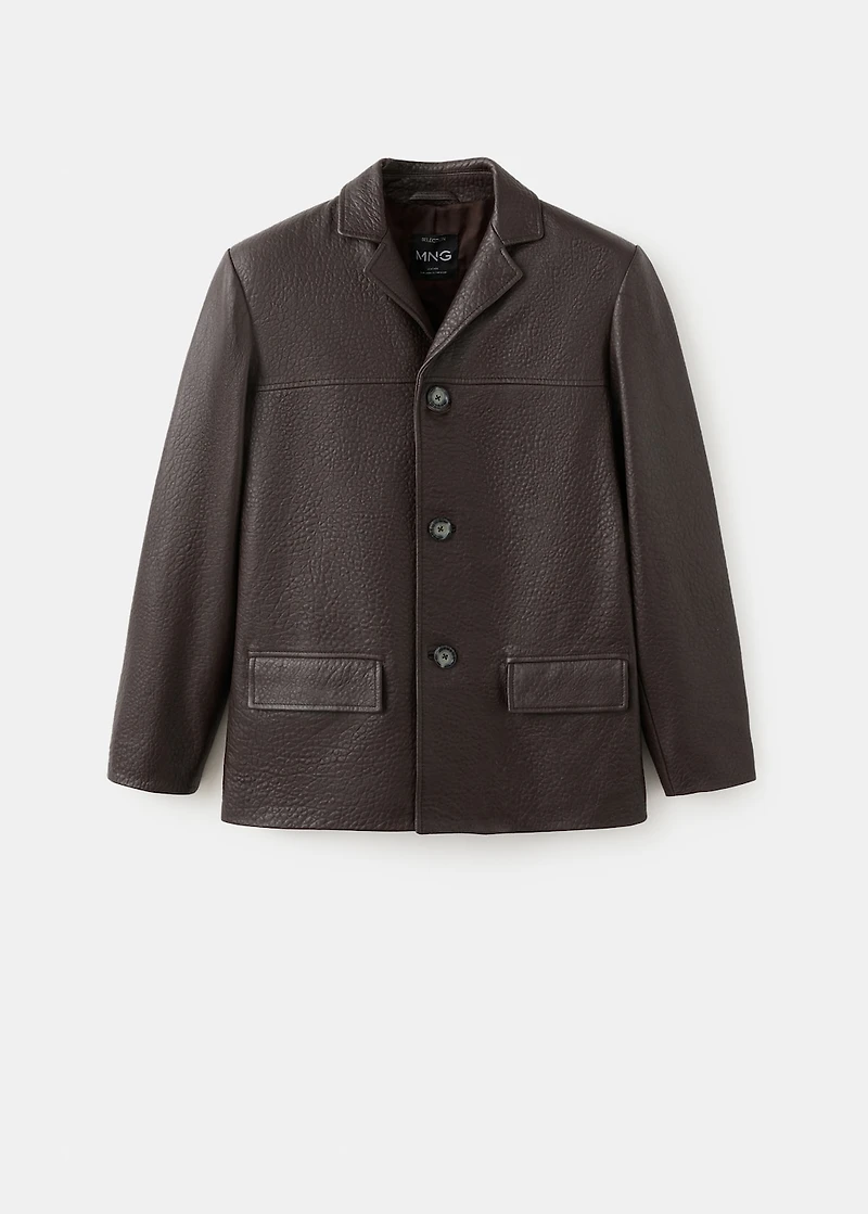 Leather blazer with buttons