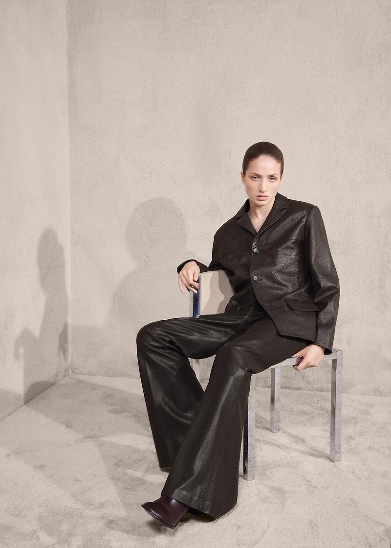 Leather blazer with buttons