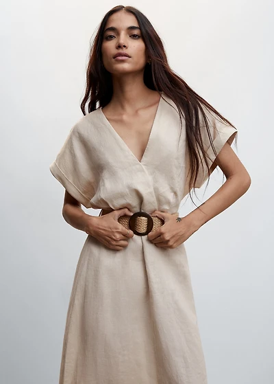 Belt linen dress