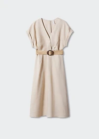 Belt linen dress