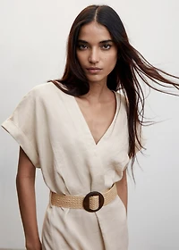 Belt linen dress