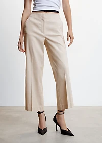 Straight linen-blend pants