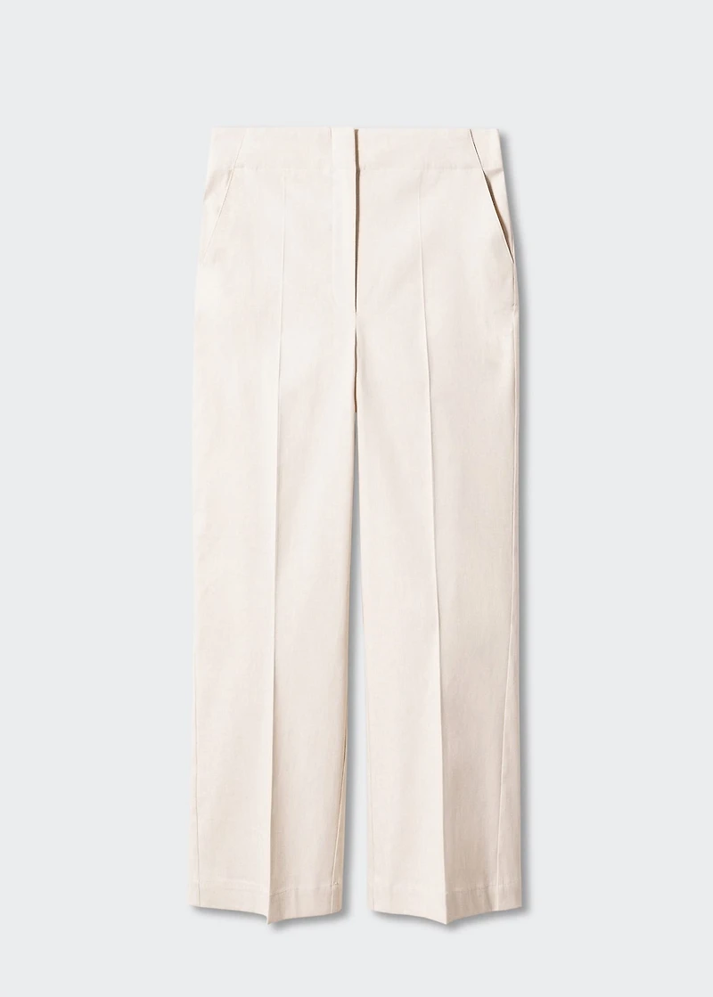 Straight linen-blend pants