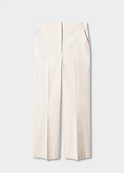 Straight linen-blend pants