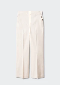 Straight linen-blend pants