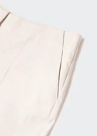 Straight linen-blend pants