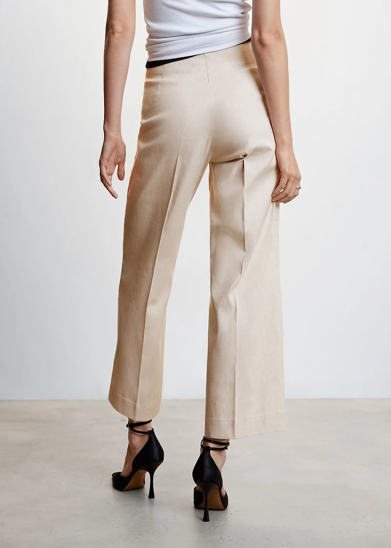 Straight linen-blend pants