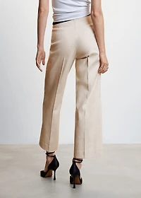 Straight linen-blend pants