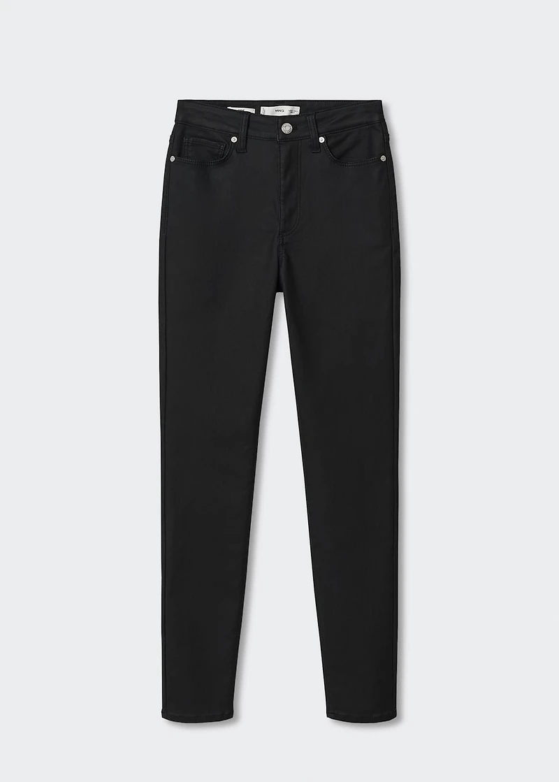 Waxed high-rise skinny jeans
