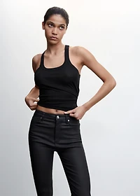 Waxed high-rise skinny jeans