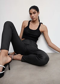 Waxed high-rise skinny jeans