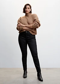 Waxed high-rise skinny jeans