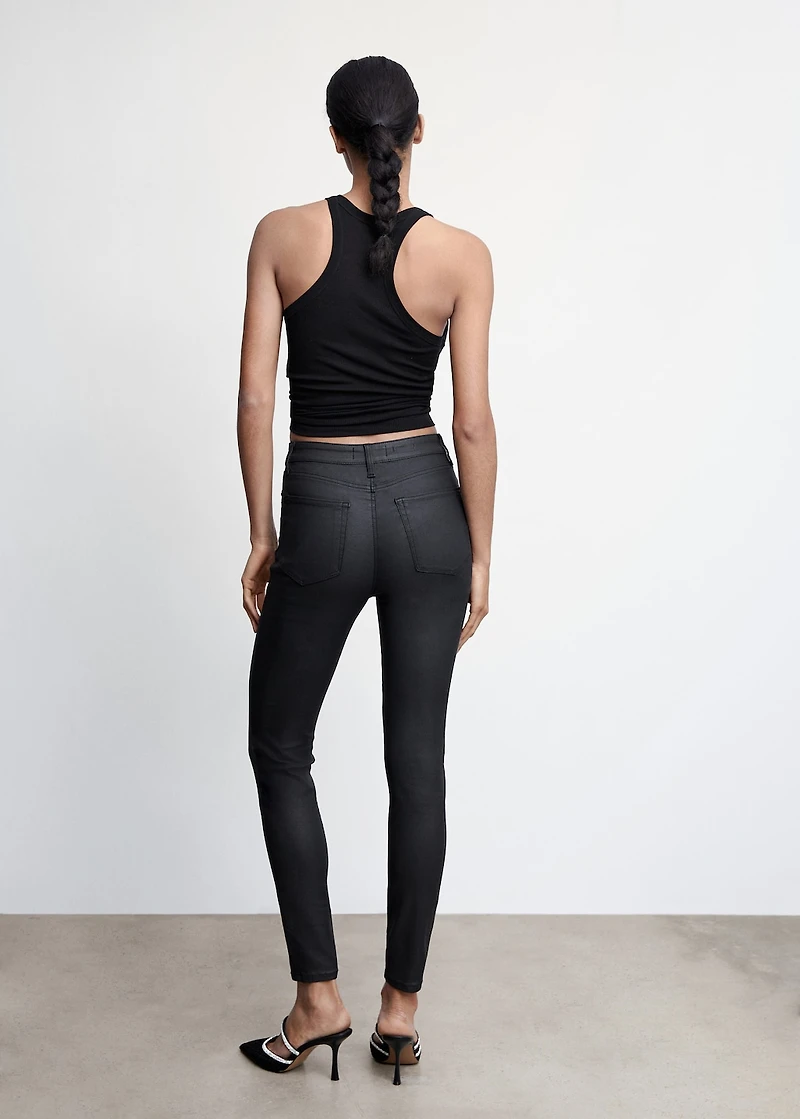 Waxed high-rise skinny jeans
