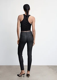 Waxed high-rise skinny jeans