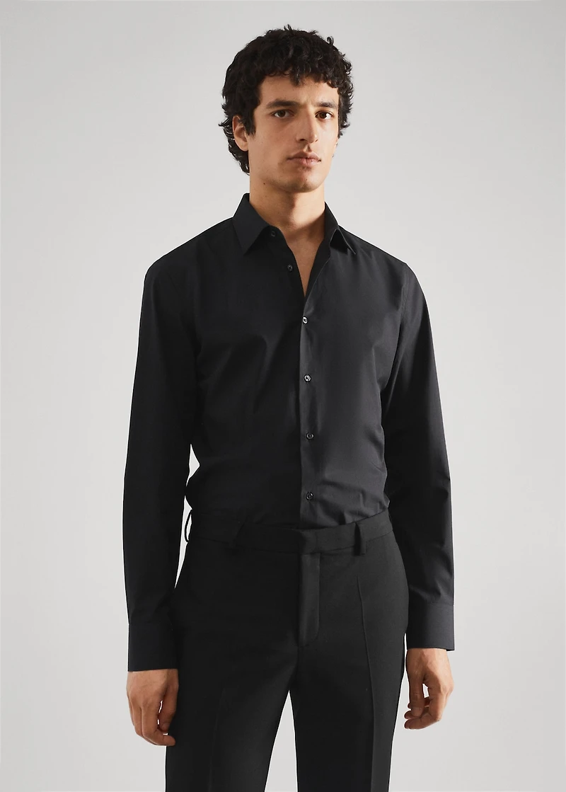 Slim fit stretch cotton suit shirt