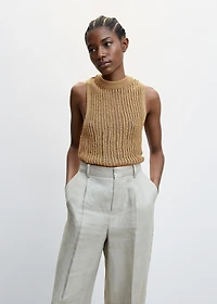 Perkins-neck knitted top
