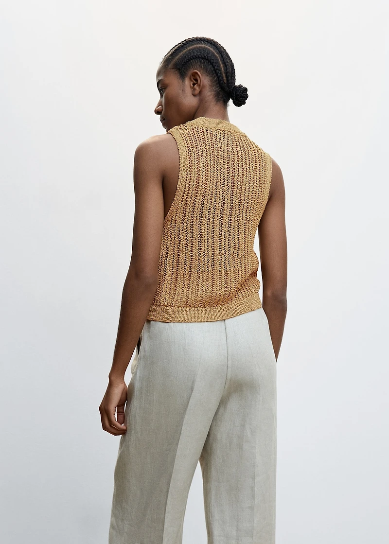 Perkins-neck knitted top