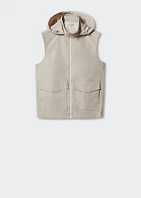 Water-repellent vest with hood