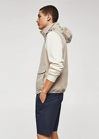 Water-repellent vest with hood