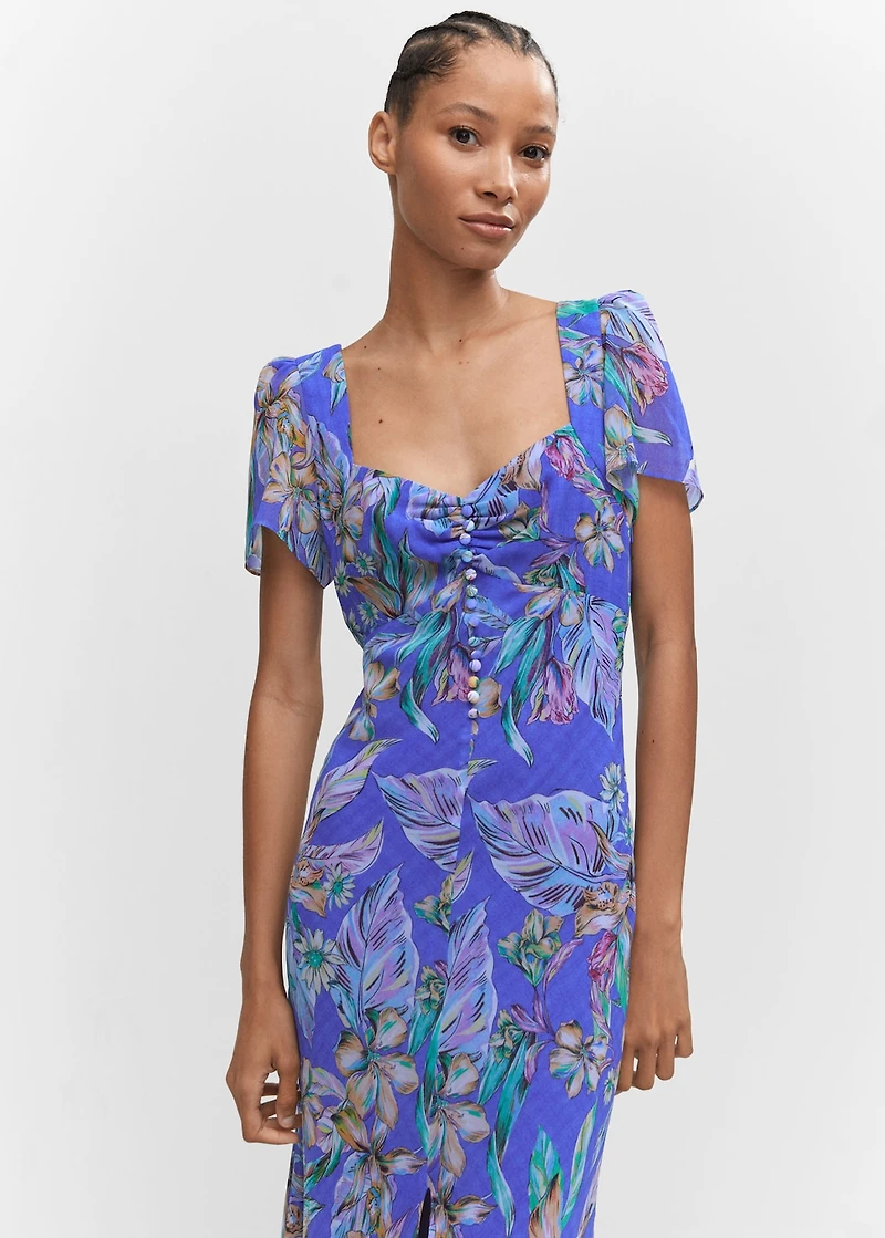 Printed cut-out detail dress