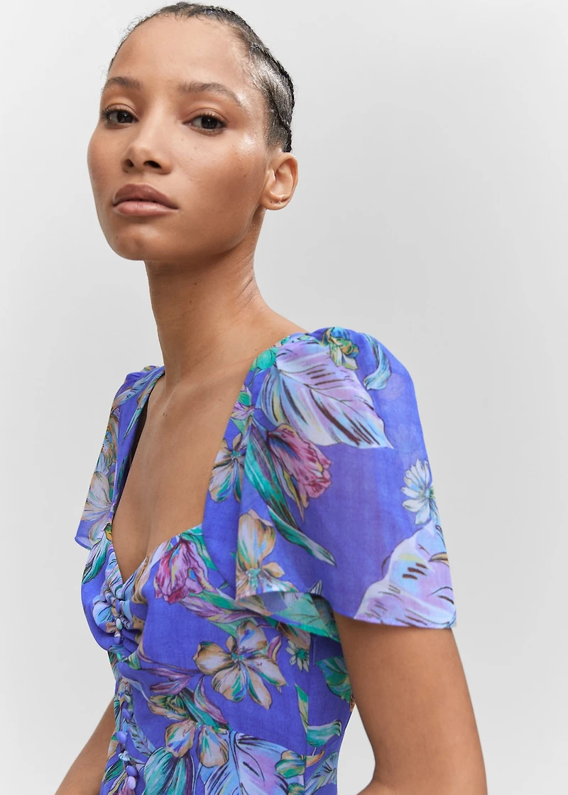 Printed cut-out detail dress