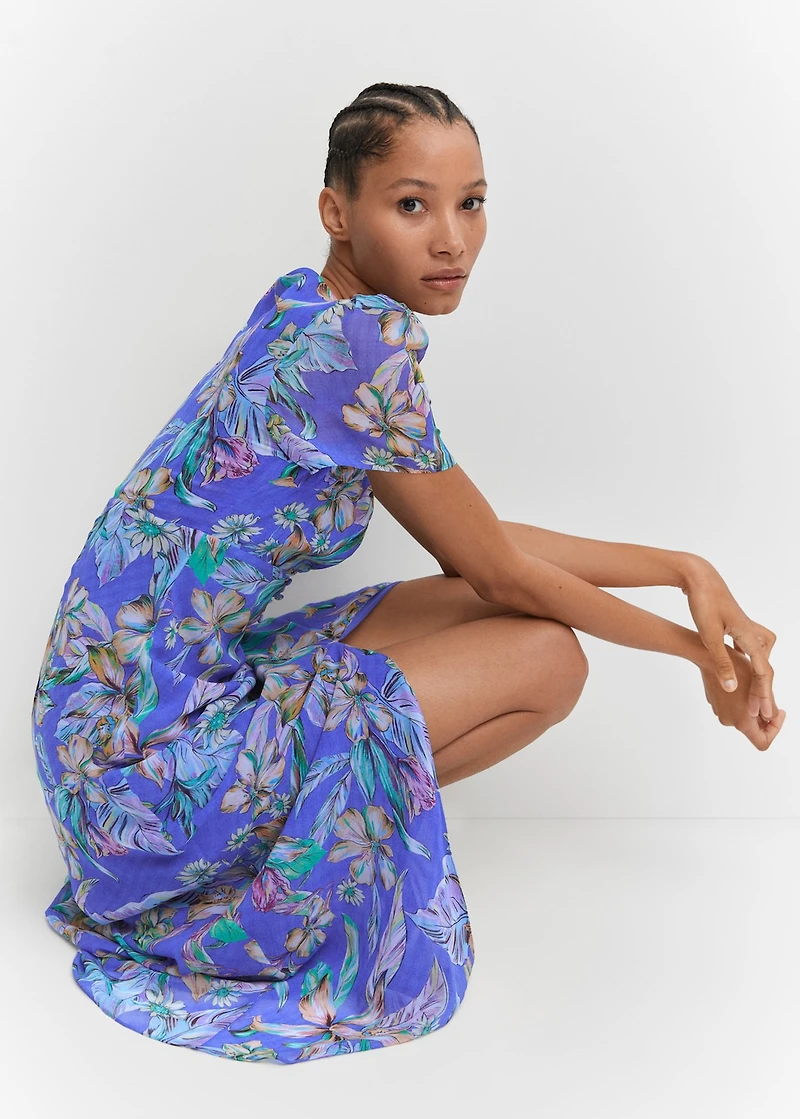 Printed cut-out detail dress