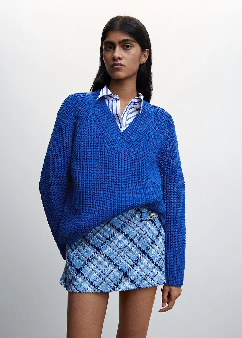 Chunky-knit V-neck sweater