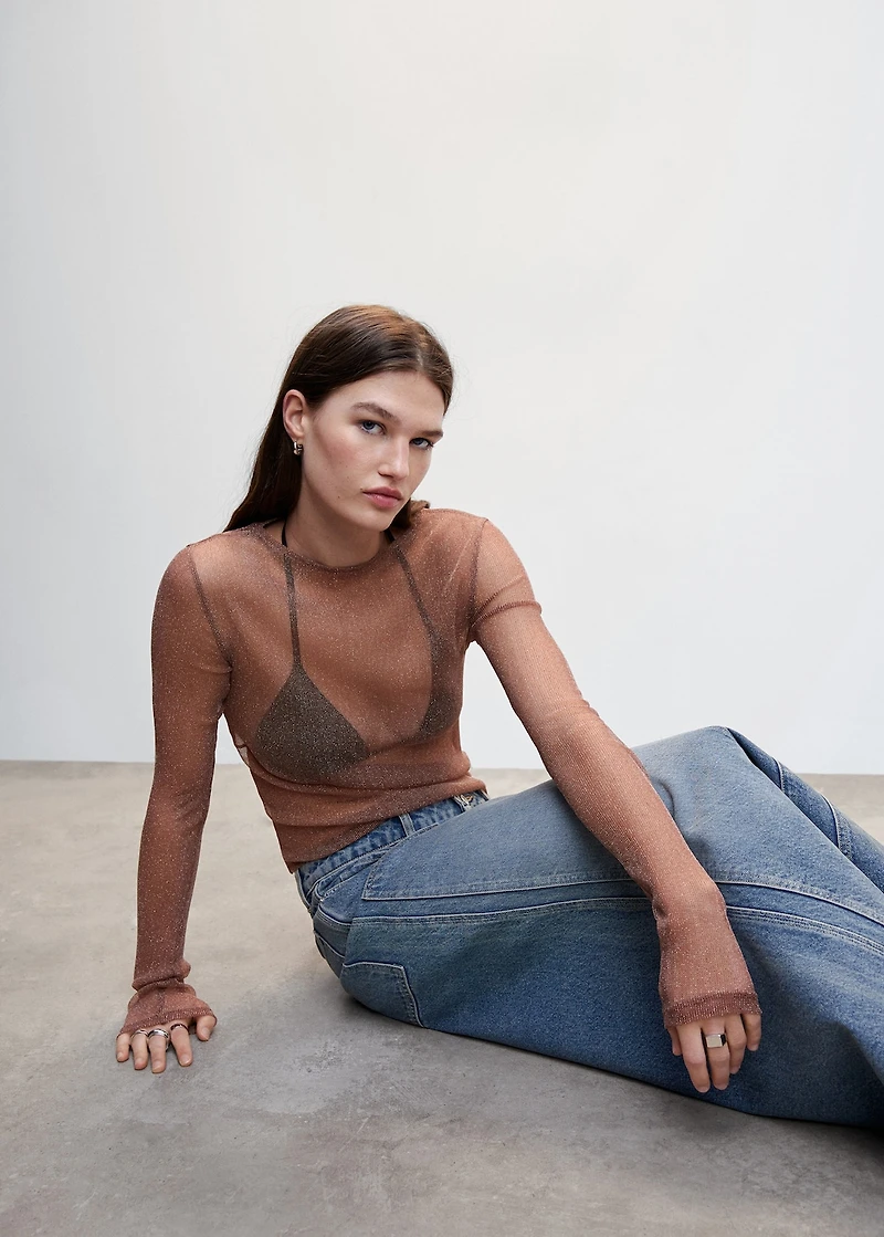 Semi-transparent lurex t-shirt