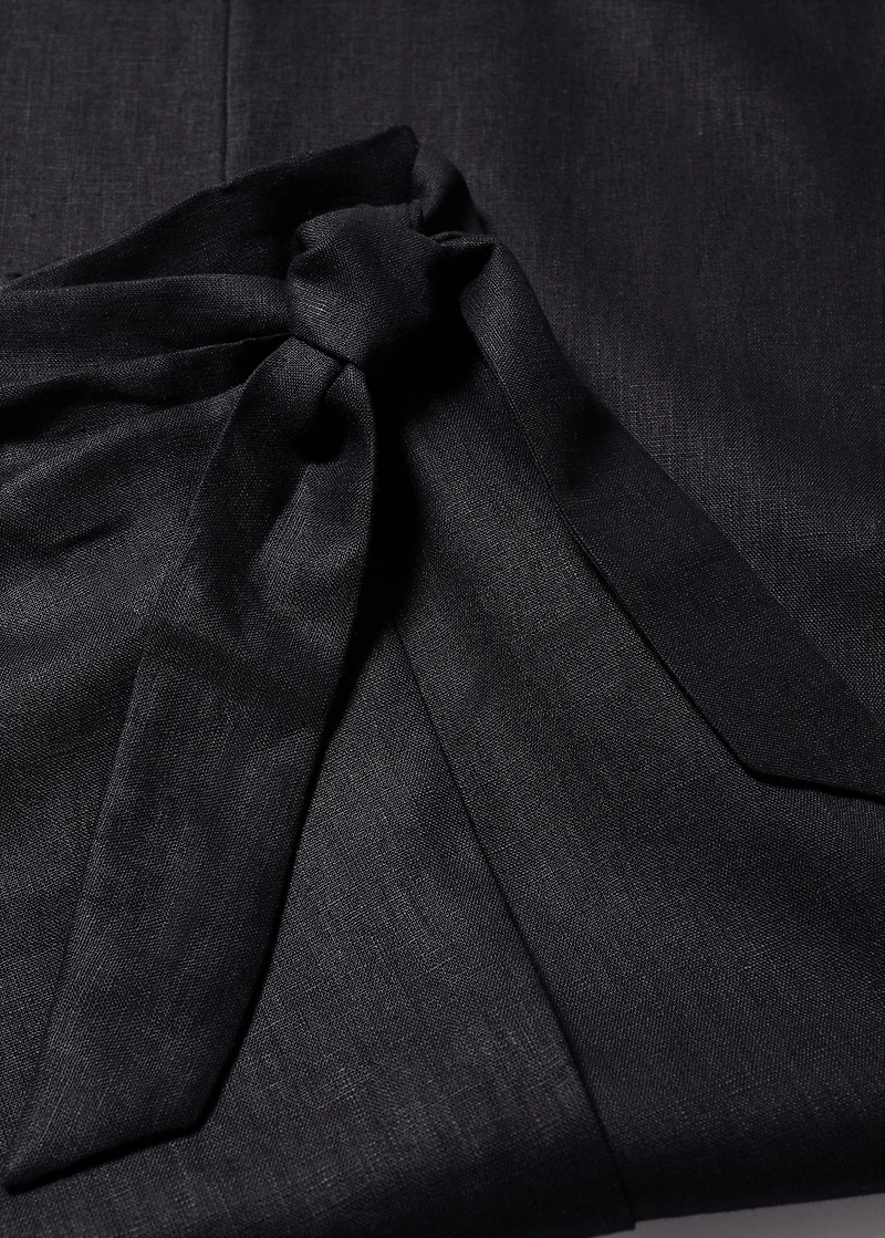 Linen-blend wrap skirt