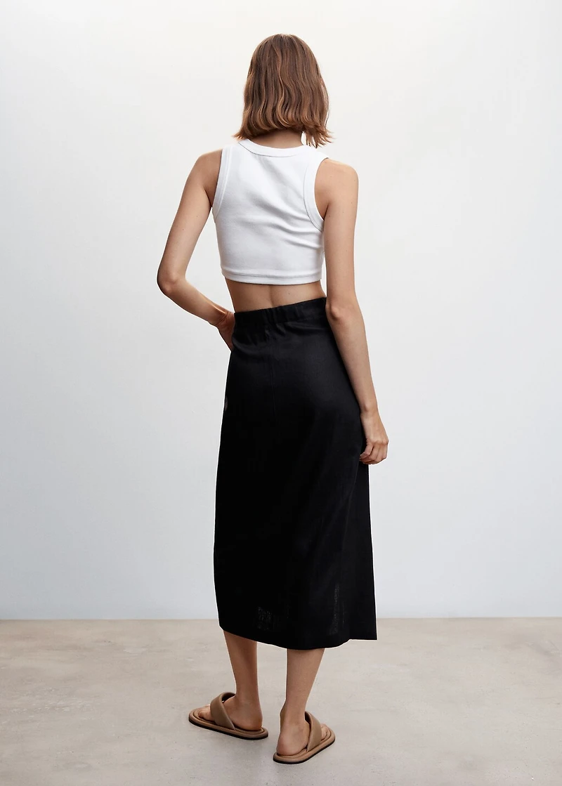 Linen-blend wrap skirt