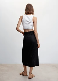 Linen-blend wrap skirt