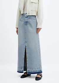 Long denim skirt