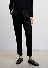 Satin pants with elastic waist